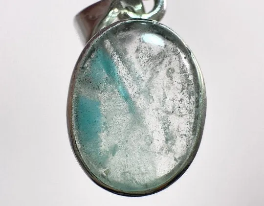 AJOITE in Quartz Crystal Pendant - Sterling Silver, Oval Cabochon - Fine Jewelry, Healing Crystals and Stones, 54051