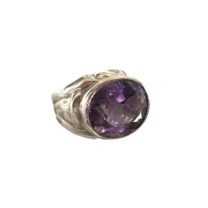 Amethyst & Silver Statement Ring