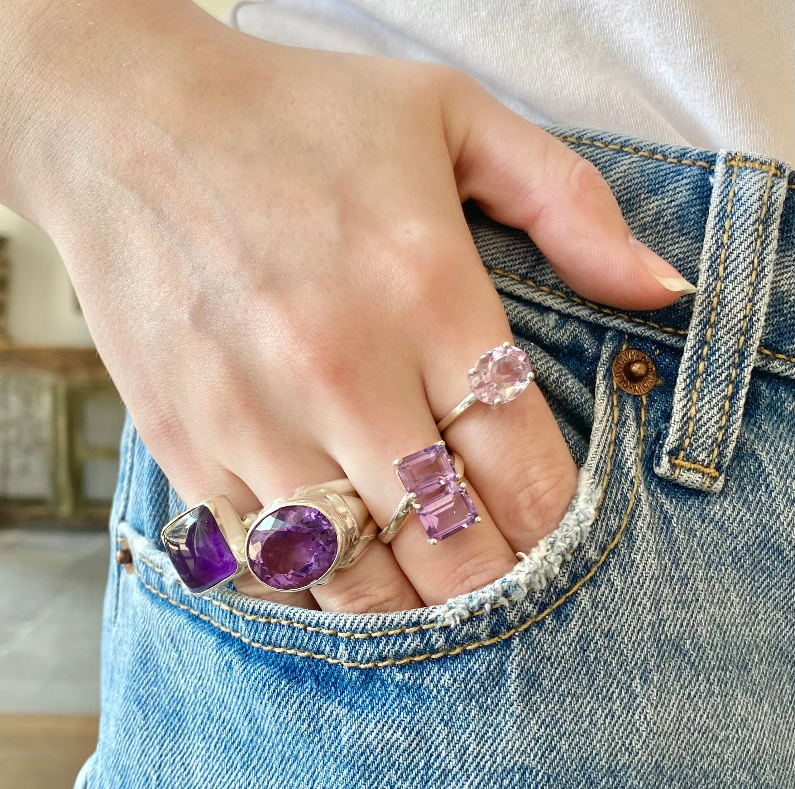 Amethyst & Silver Statement Ring