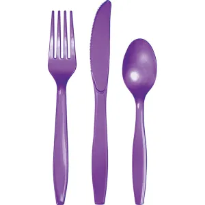 Amethyst Purple Assorted Plastic Cutlery (24/Pkg)