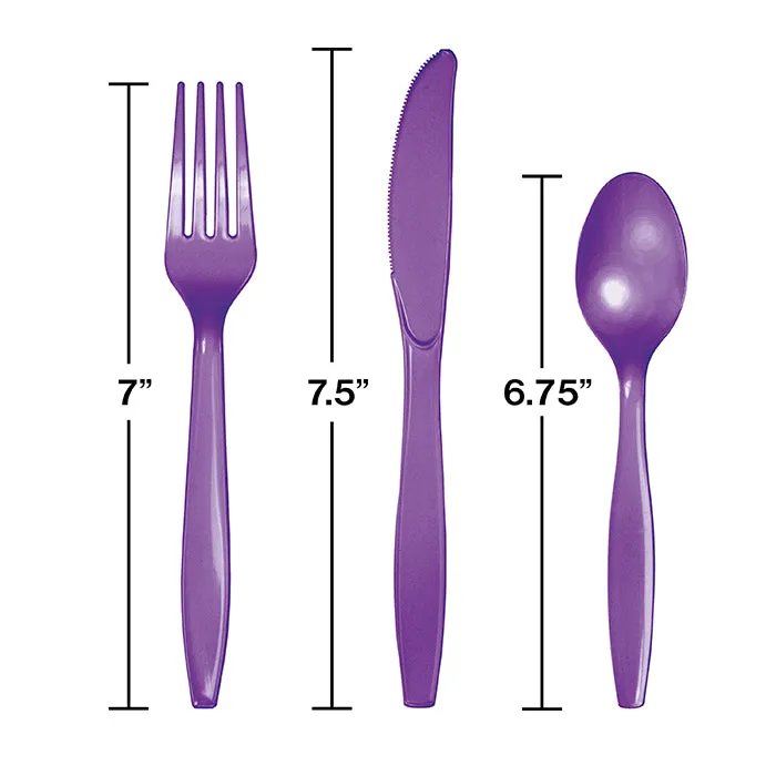 Amethyst Purple Assorted Plastic Cutlery (24/Pkg)