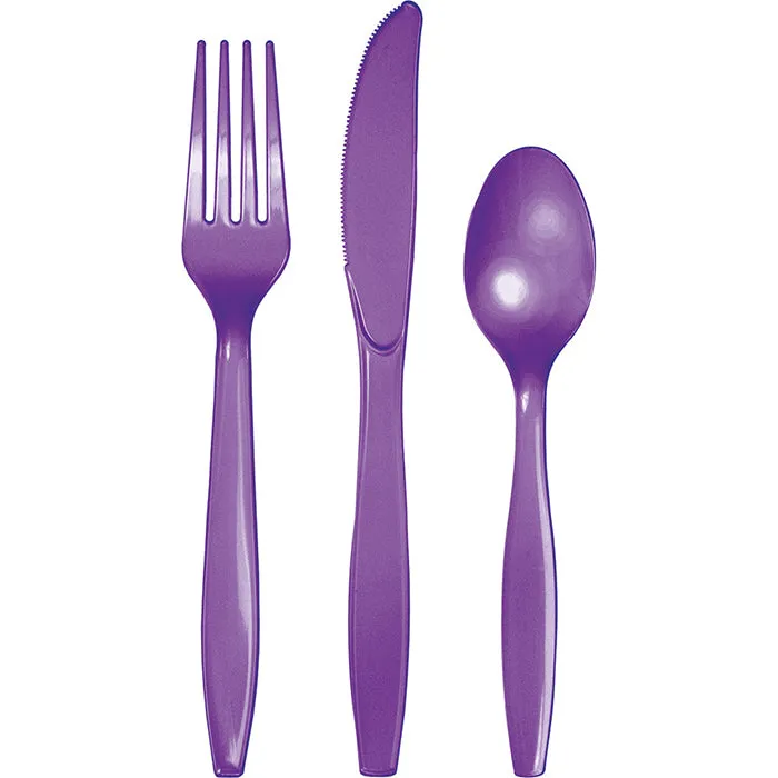 Amethyst Purple Assorted Plastic Cutlery (24/Pkg)