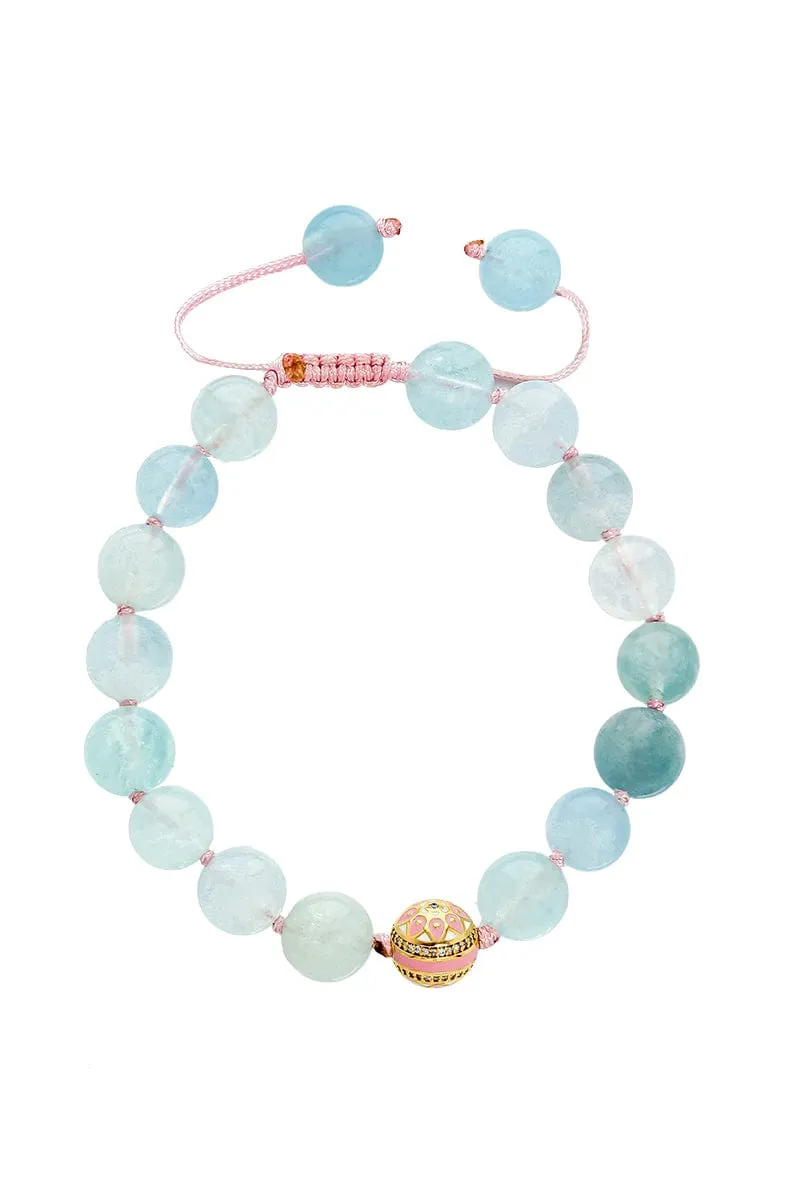 Aquamarine and Mandala Bead Bracelet