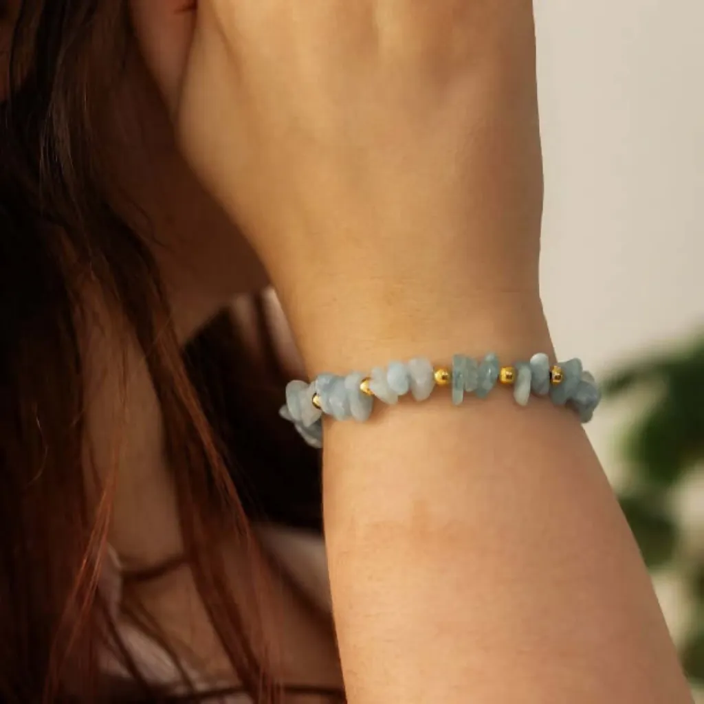 Aquamarine Gemstone Bracelet in Sterling Silver or Gold Filled