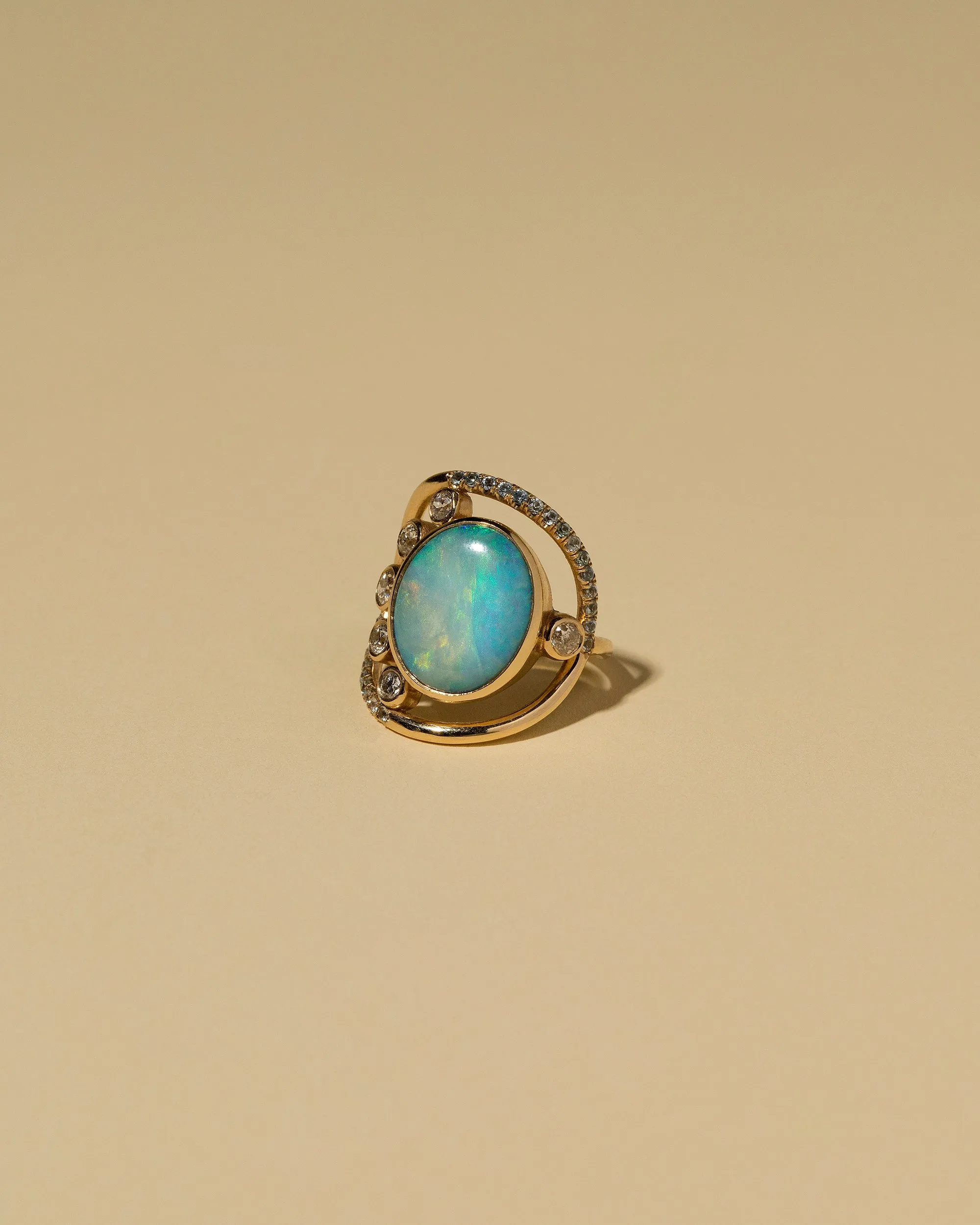 Australian Opal, Diamond & Sapphire Ring