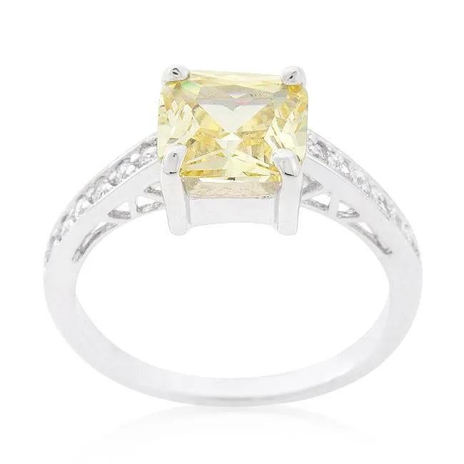 Barrie 2.5ct Canary Princess Solitaire Ring | 3ct | Sterling Silver