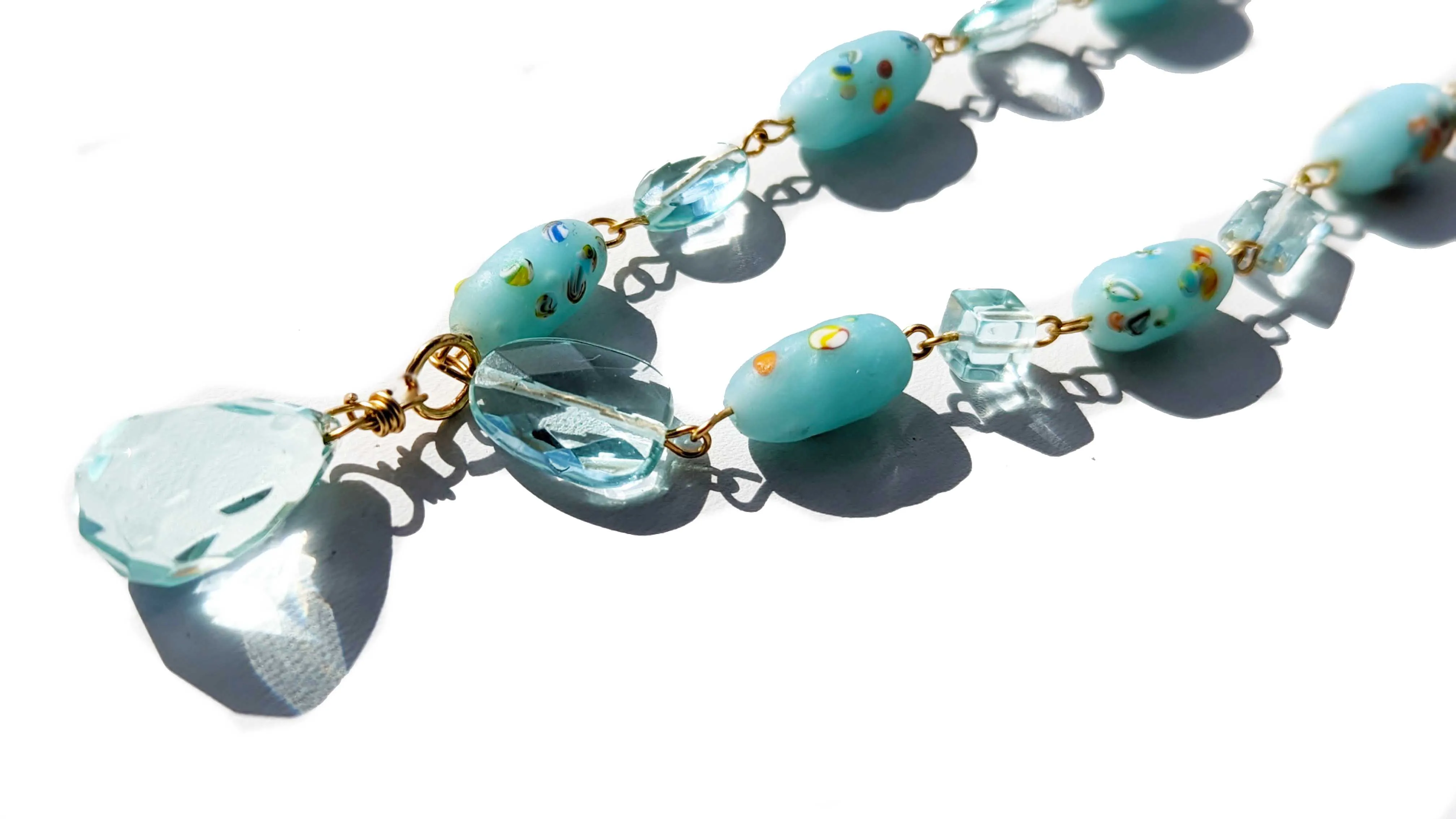 Beautiful Baby Aqua Blue Vintage Japanese Beads Handlinked 16 inch Necklace Gay Isber