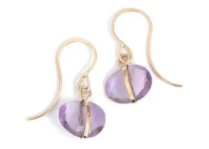 Bezel Wrapped Amethyst Drop Earrings