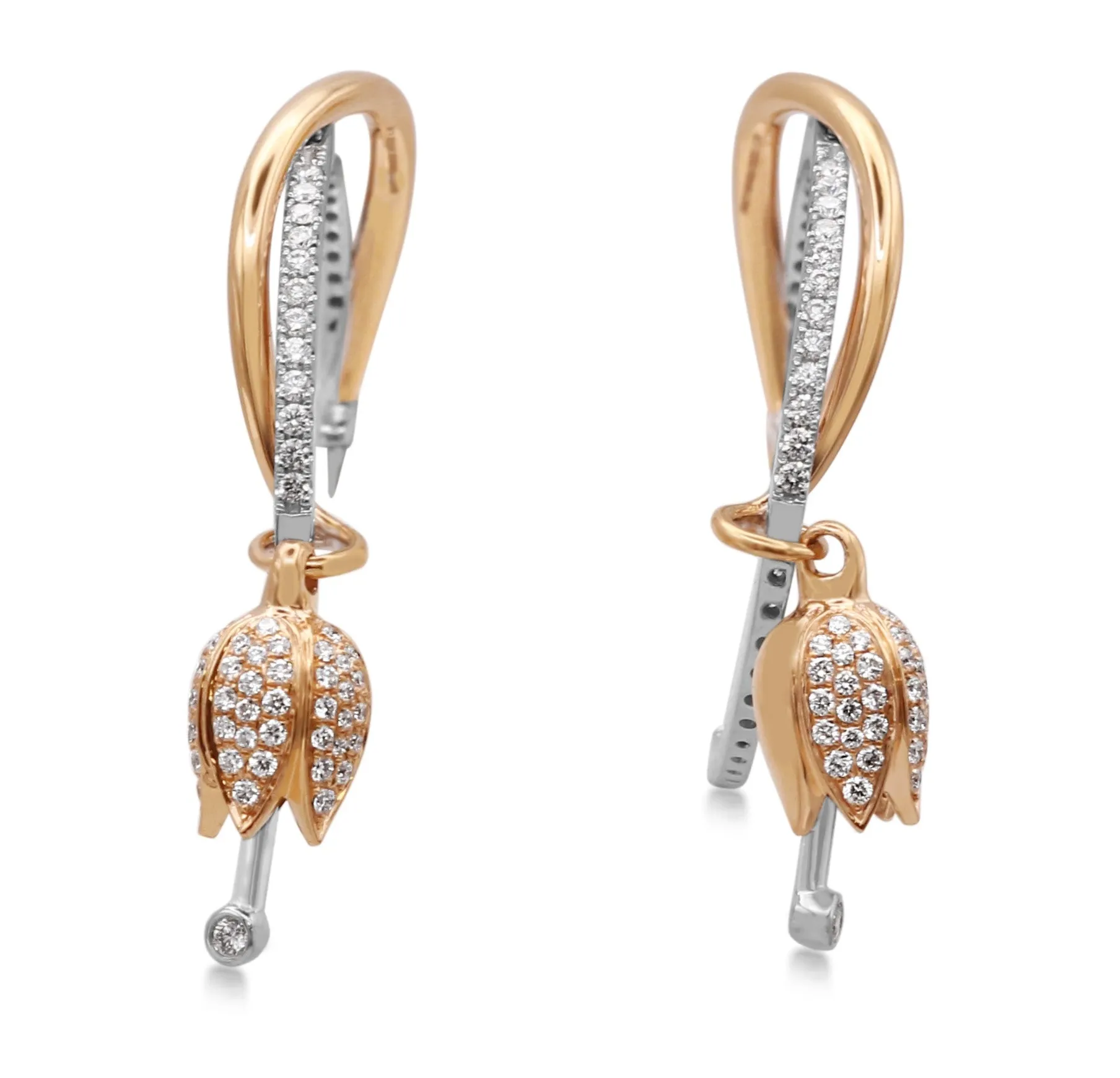 Boodles Maymay Tulip Design Diamond Hoop/Drop Earrings