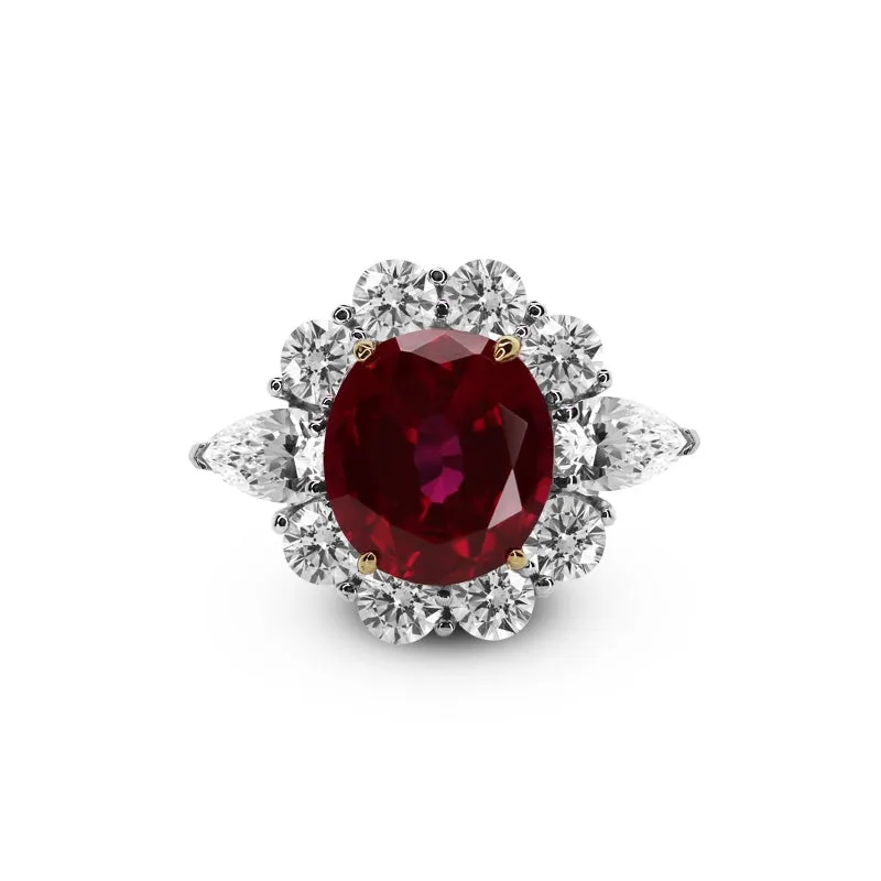 Carmine Ruby Ring White Gold Plated