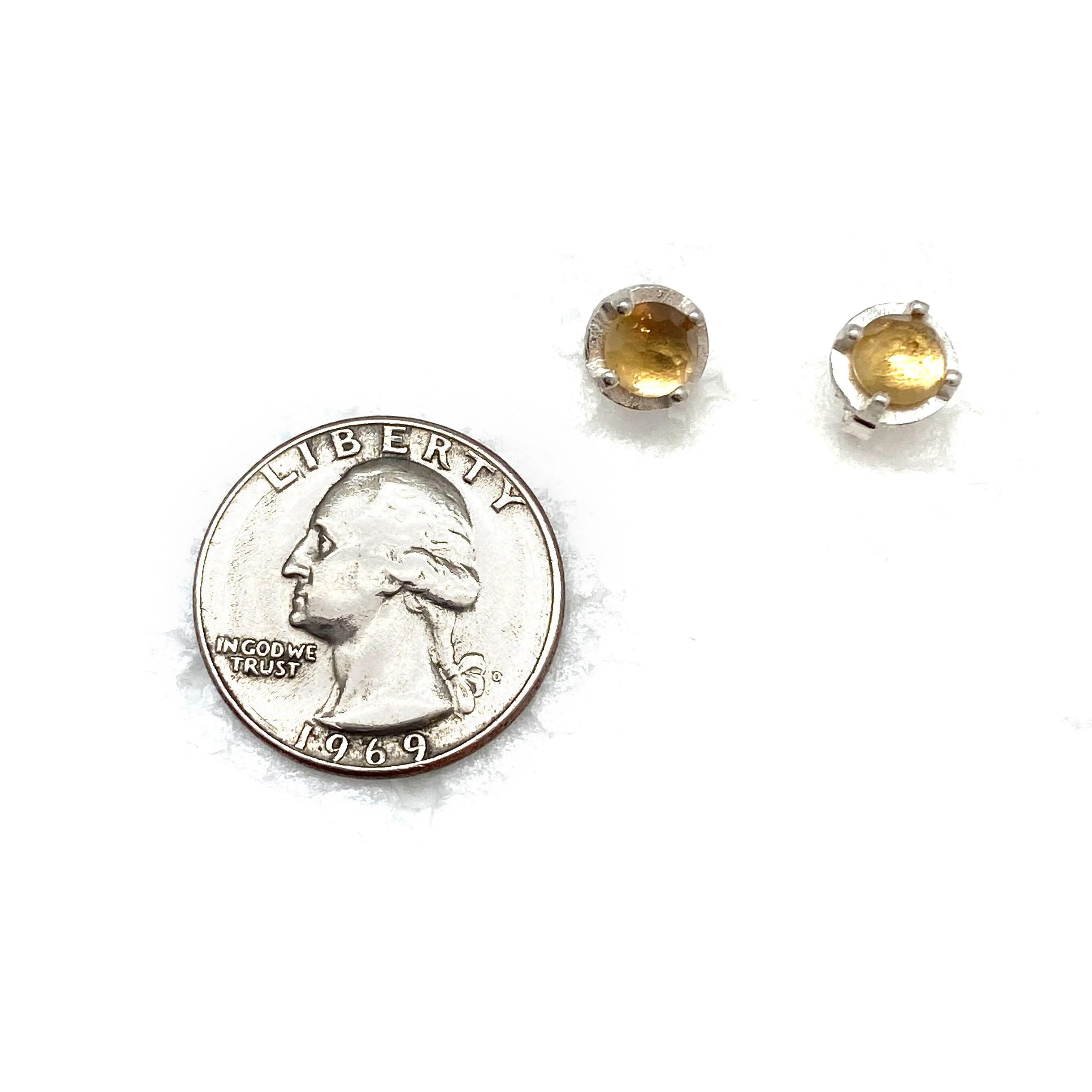 Carved Studs - Citrine