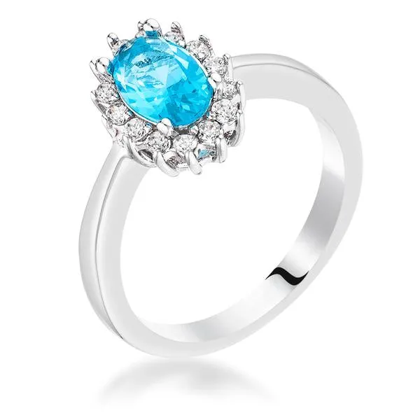 Chesna Oval Aqua Halo Ring | 2ct