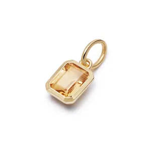 Citrine November Birthstone Charm Pendant 18ct Gold Plate