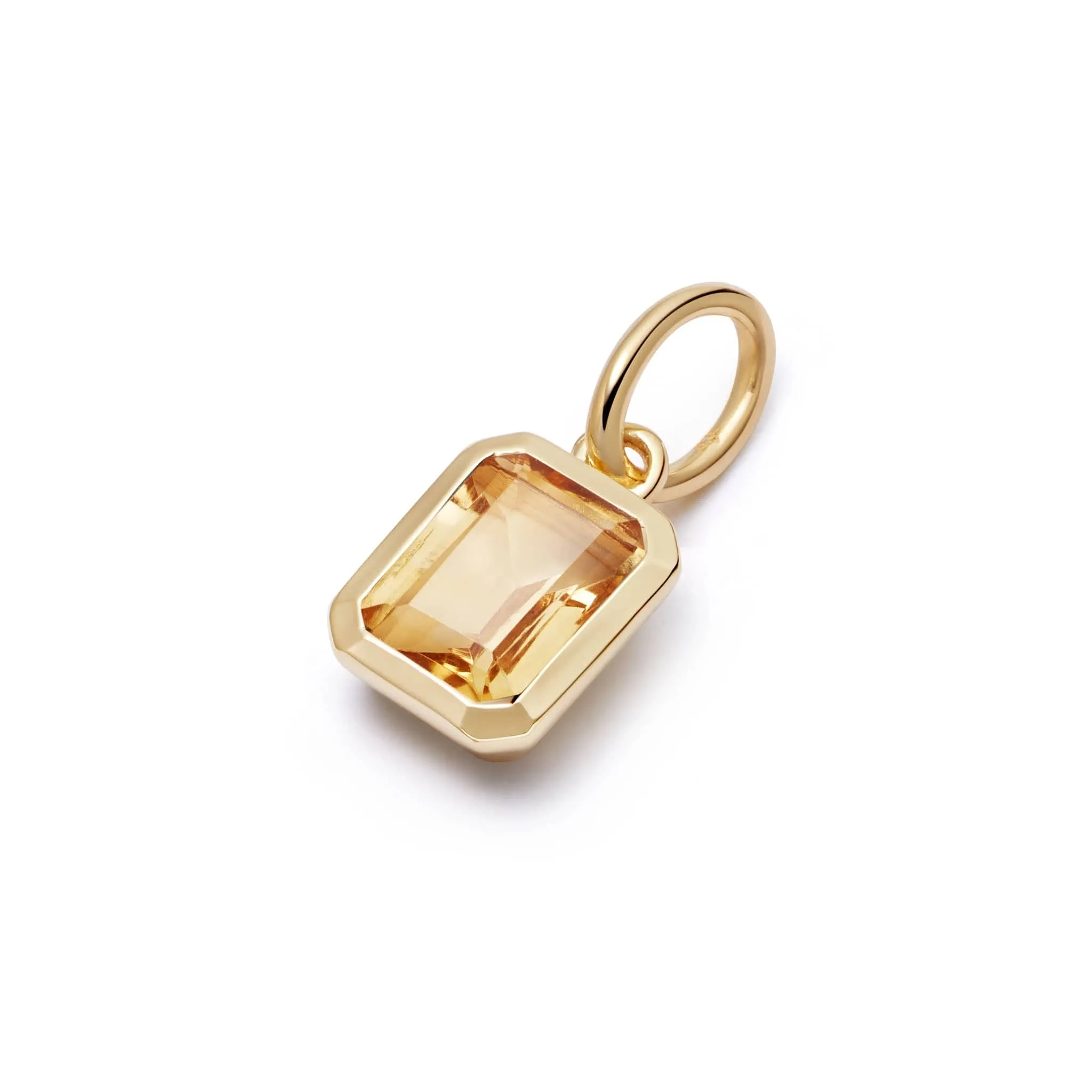 Citrine November Birthstone Charm Pendant 18ct Gold Plate