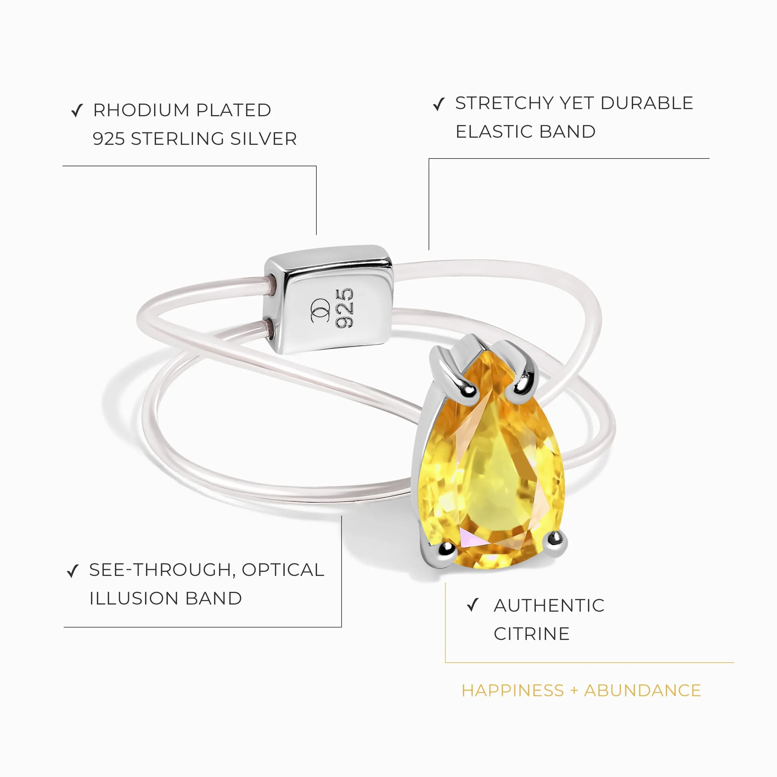 Citrine Ring Floating Sway - November Birthstone