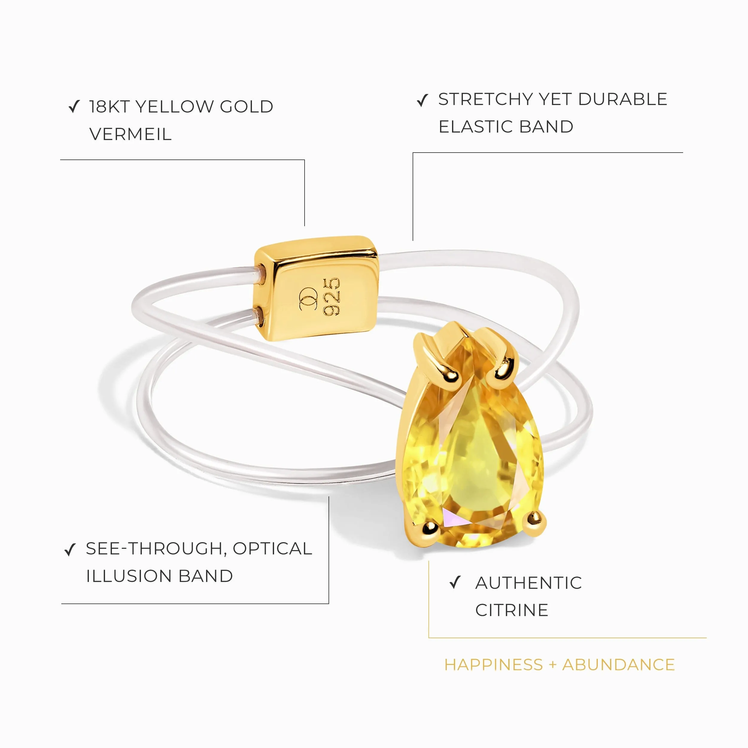 Citrine Ring Floating Sway - November Birthstone