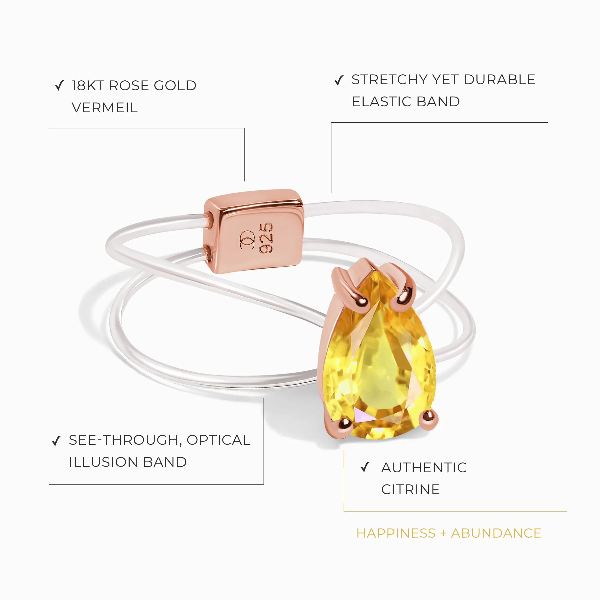 Citrine Ring Floating Sway - November Birthstone