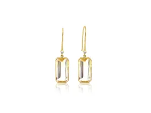 Citrine Yellow Gold Bezel Earrings