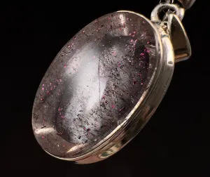 COVELLITE Crystal Pendant - Rare Pink FIRE QUARTZ Crystal with a Polished Finish Set in an Open Back Sterling Silver Bezel, 53862