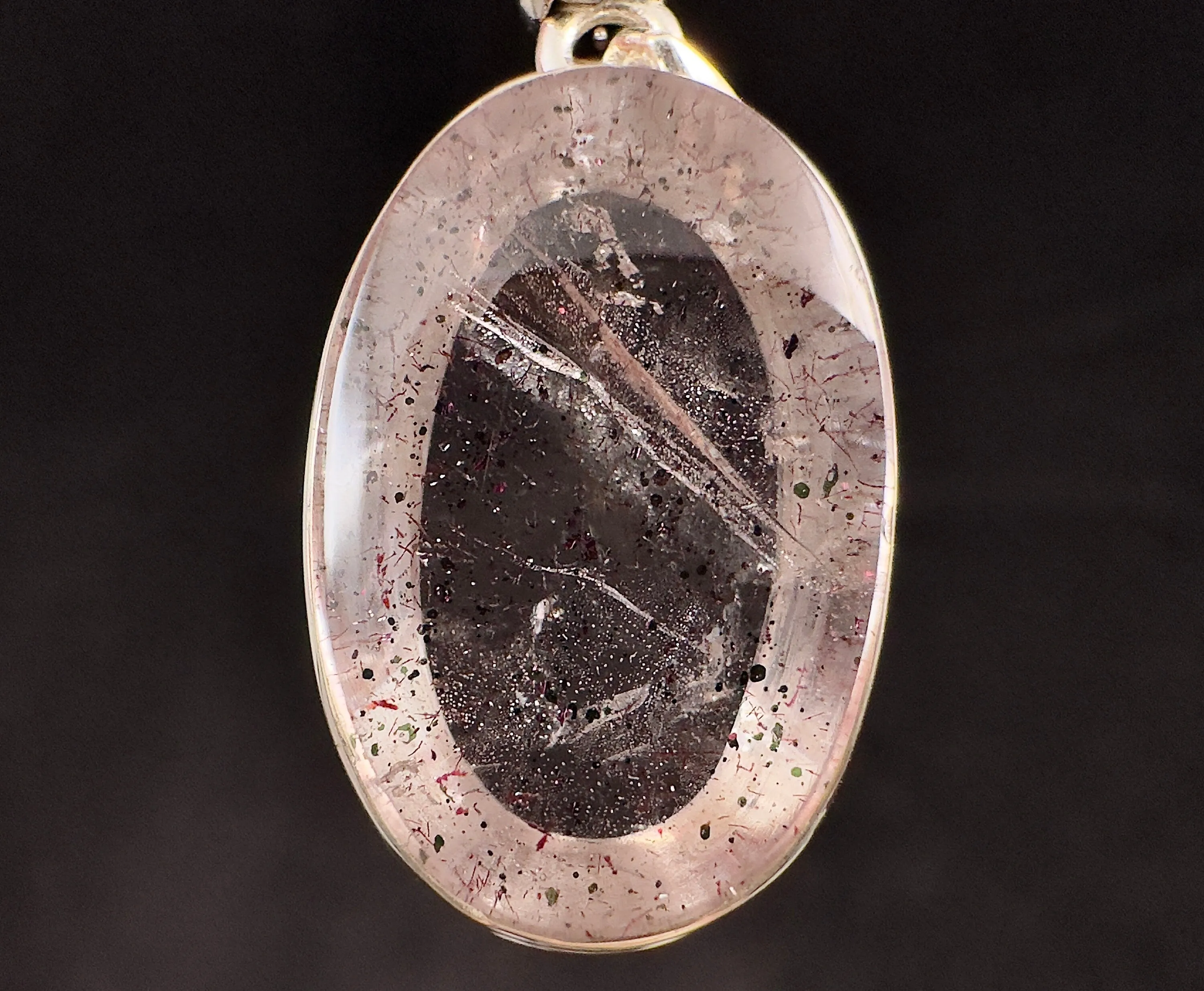 COVELLITE Crystal Pendant - Rare Pink FIRE QUARTZ Crystal with a Polished Finish Set in an Open Back Sterling Silver Bezel, 53862