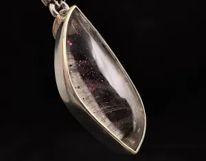 COVELLITE Crystal Pendant - Rare Pink FIRE QUARTZ Crystal with a Polished Finish Set in an Open Back Sterling Silver Bezel, 53890