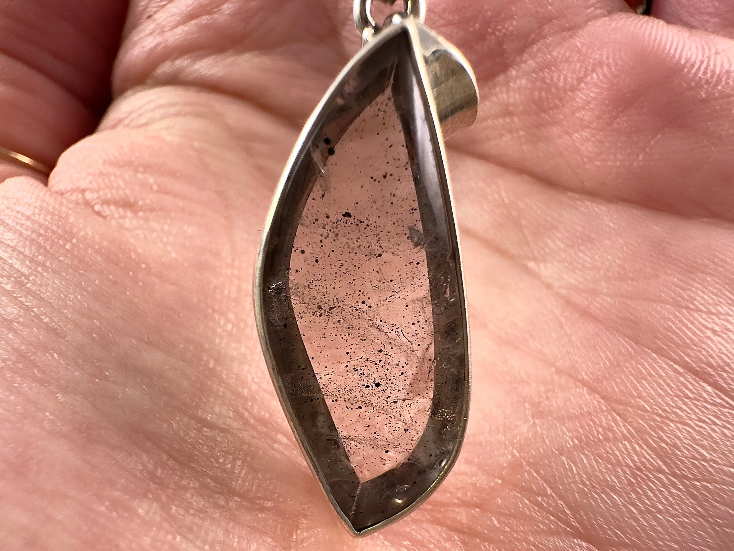 COVELLITE Crystal Pendant - Rare Pink FIRE QUARTZ Crystal with a Polished Finish Set in an Open Back Sterling Silver Bezel, 53890