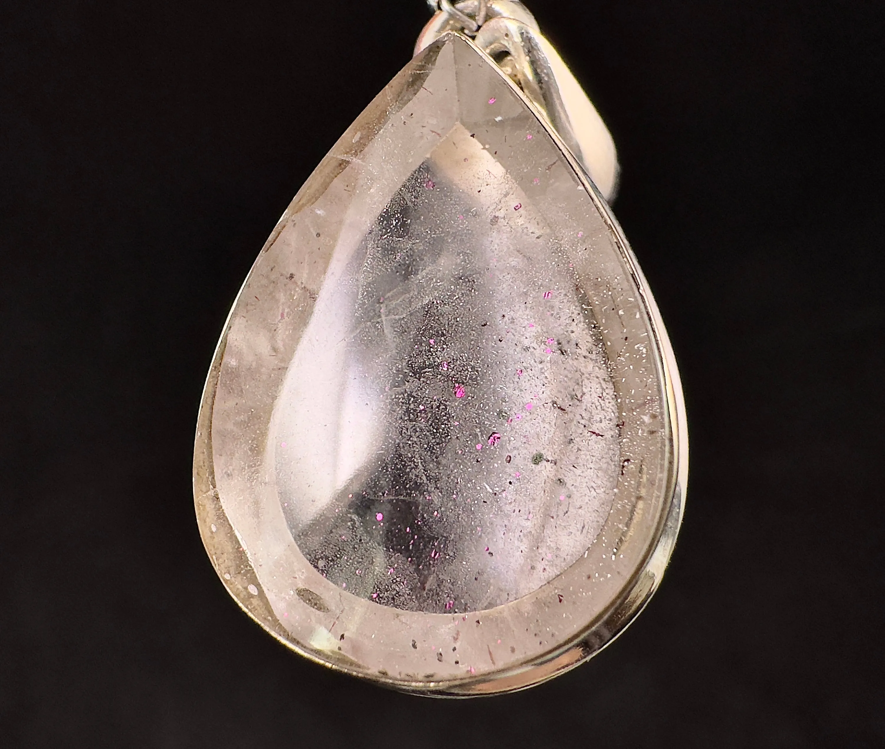 COVELLITE Pink Fire Quartz Crystal Pendant - Fine Jewelry, Healing Crystals and Stones, 53202