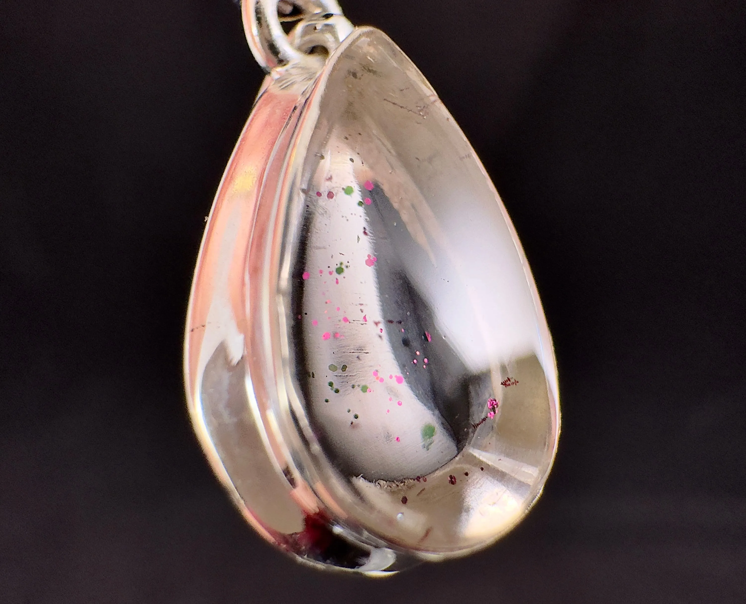 COVELLITE Pink Fire Quartz Crystal Pendant - Fine Jewelry, Healing Crystals and Stones, 54280