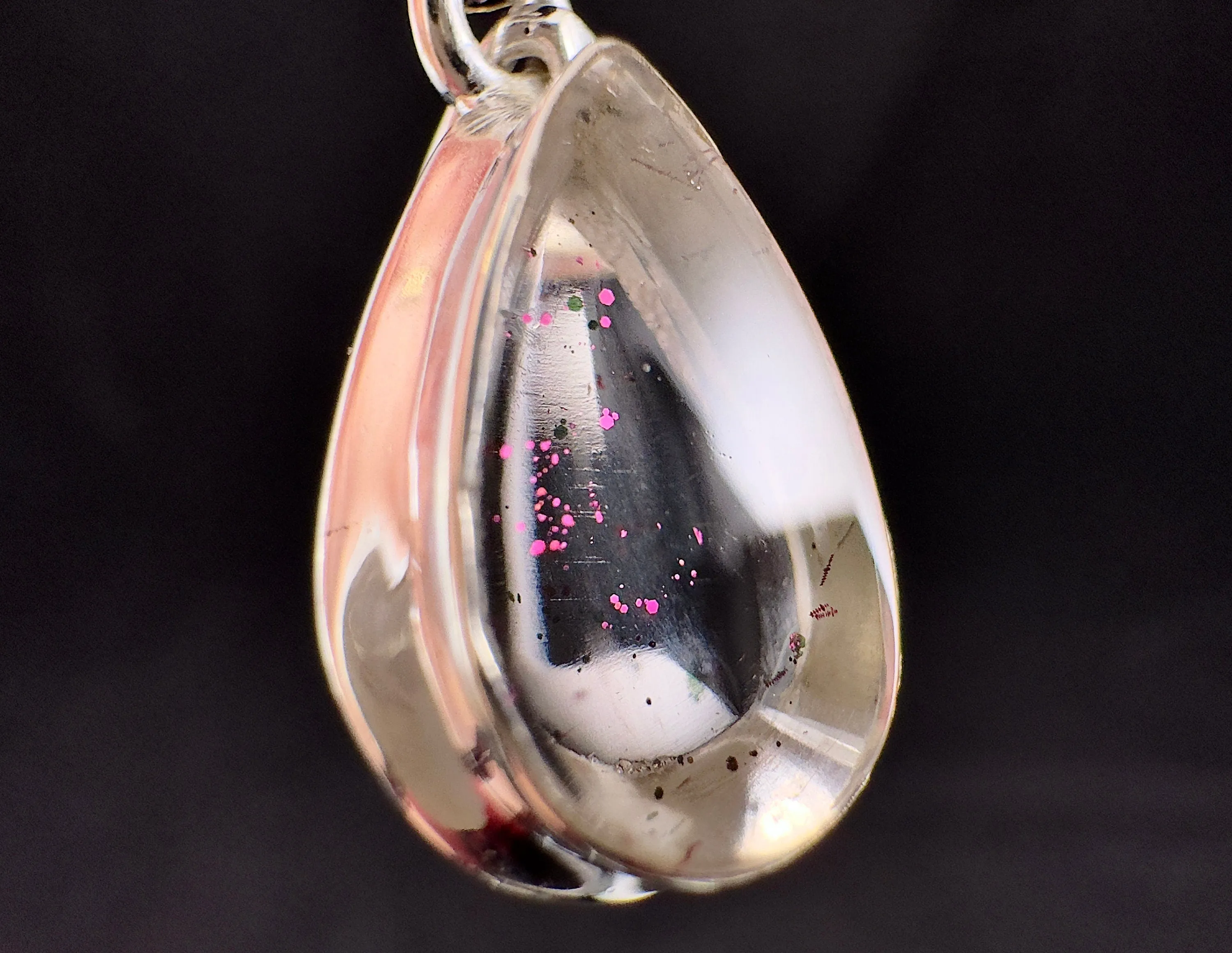 COVELLITE Pink Fire Quartz Crystal Pendant - Fine Jewelry, Healing Crystals and Stones, 54280