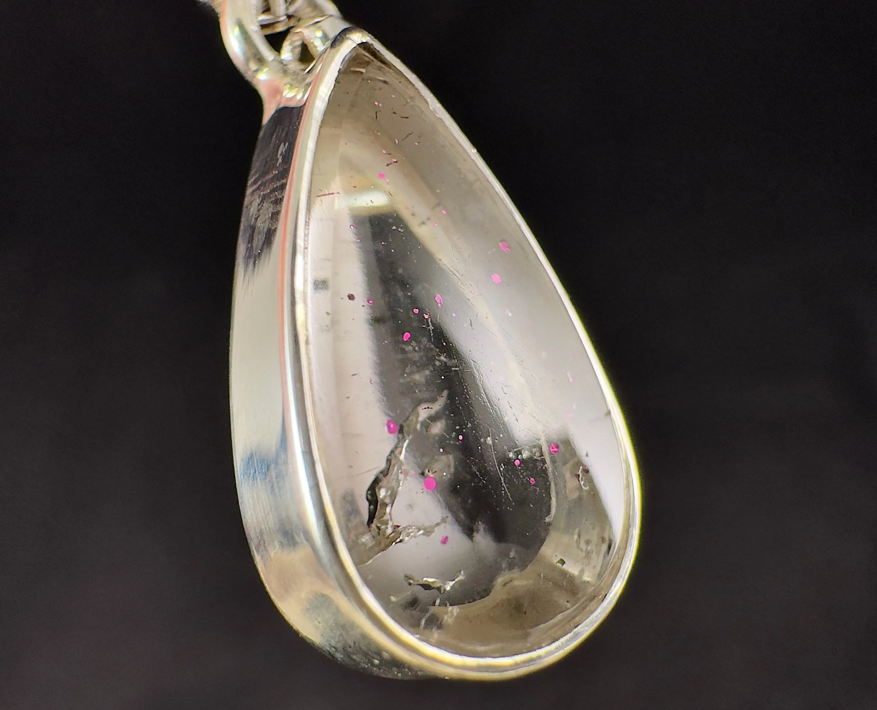 COVELLITE Pink Fire Quartz Crystal Pendant - Fine Jewelry, Healing Crystals and Stones, 54292