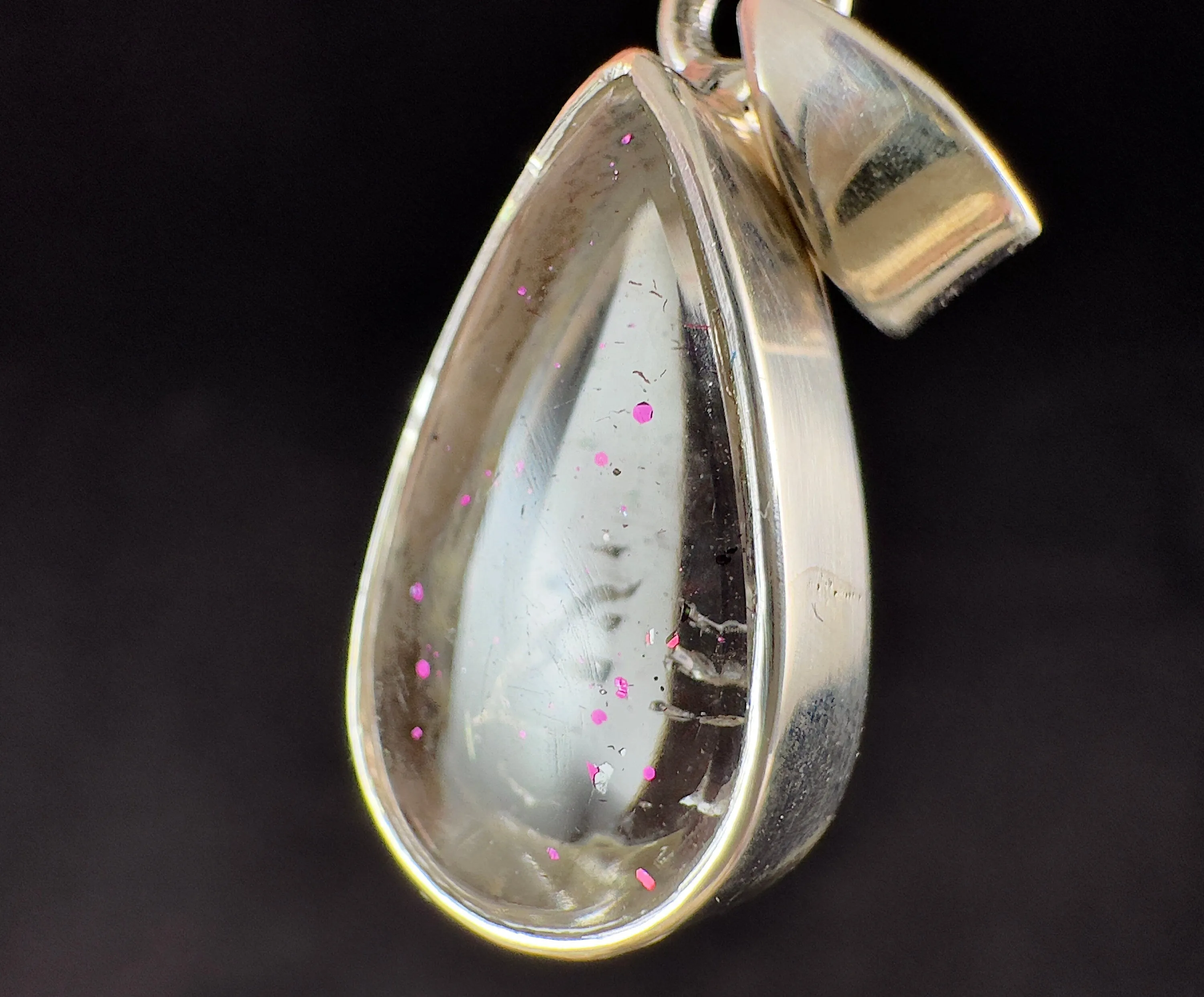 COVELLITE Pink Fire Quartz Crystal Pendant - Fine Jewelry, Healing Crystals and Stones, 54292