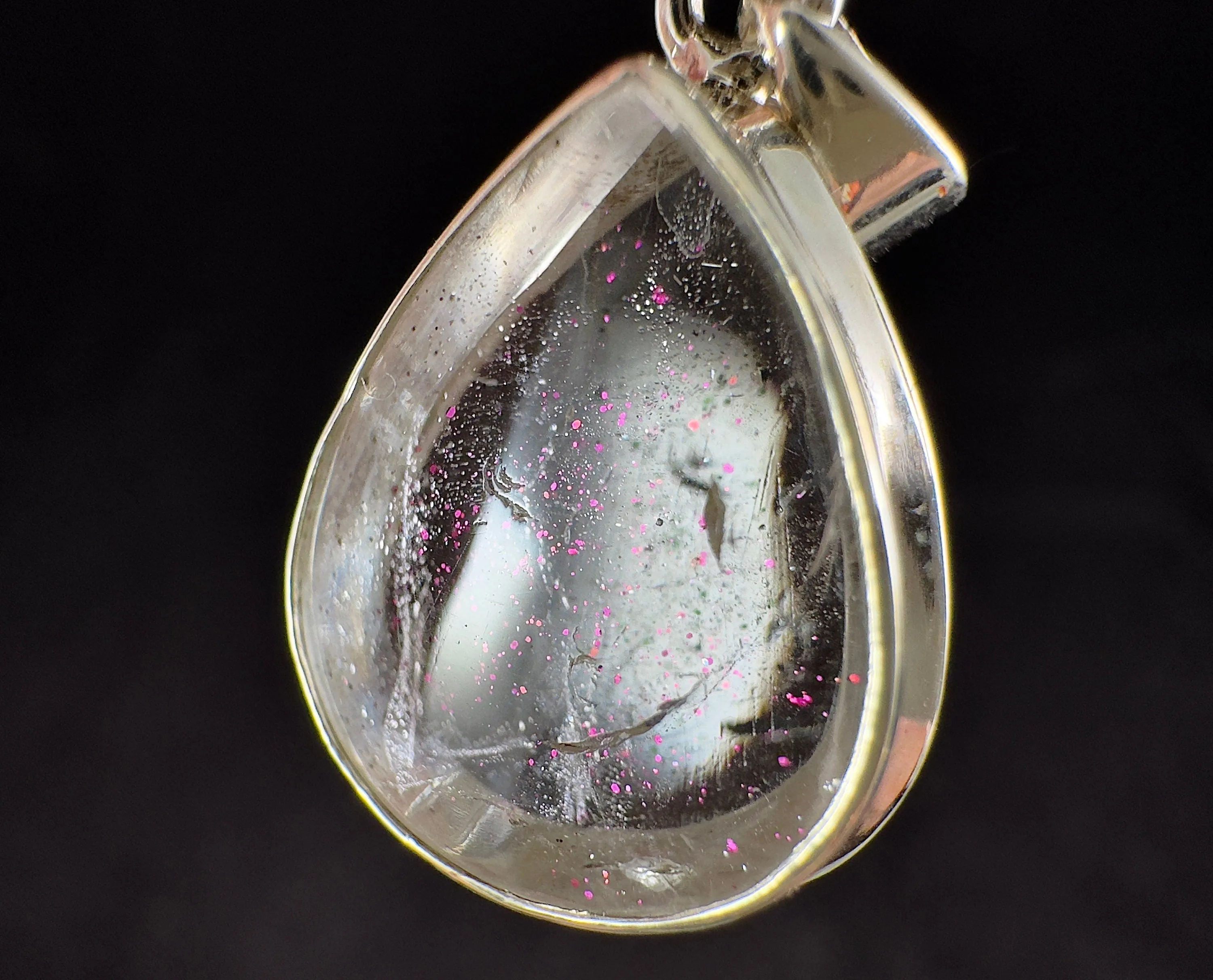 COVELLITE Pink Fire Quartz Crystal Pendant - Fine Jewelry, Healing Crystals and Stones, 54293