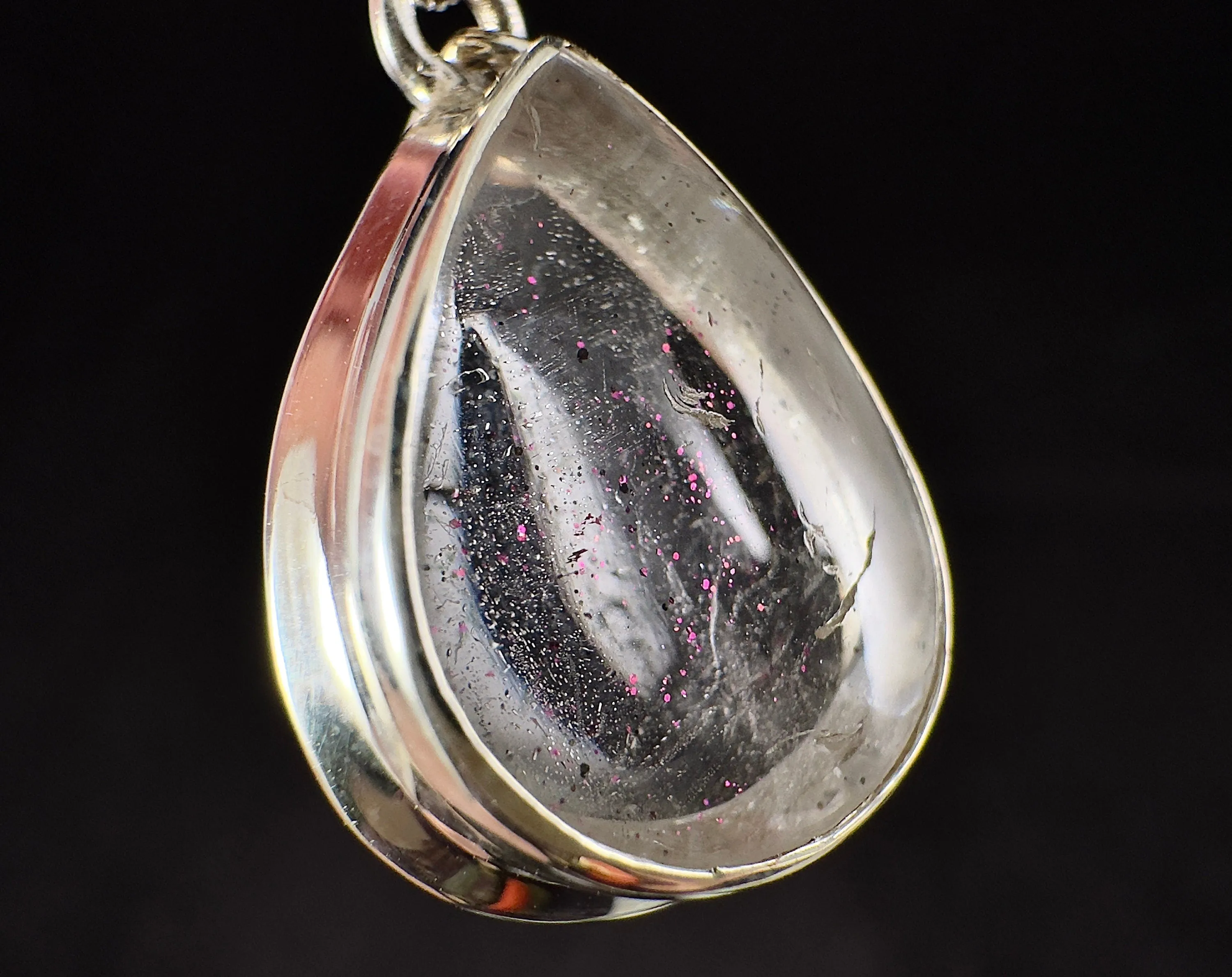 COVELLITE Pink Fire Quartz Crystal Pendant - Fine Jewelry, Healing Crystals and Stones, 54293