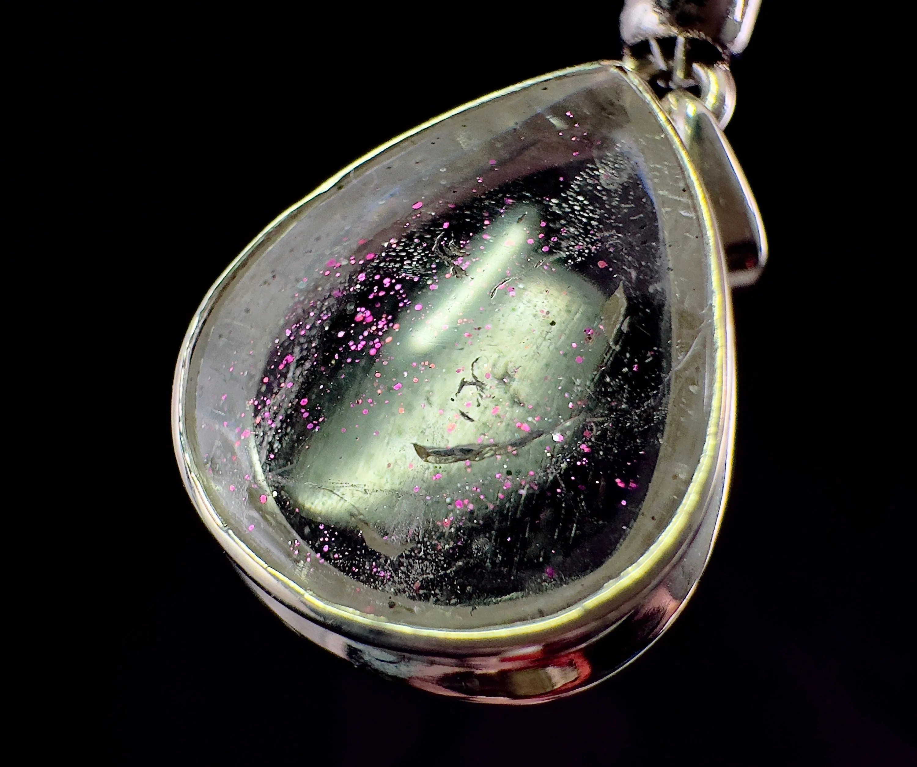 COVELLITE Pink Fire Quartz Crystal Pendant - Fine Jewelry, Healing Crystals and Stones, 54293