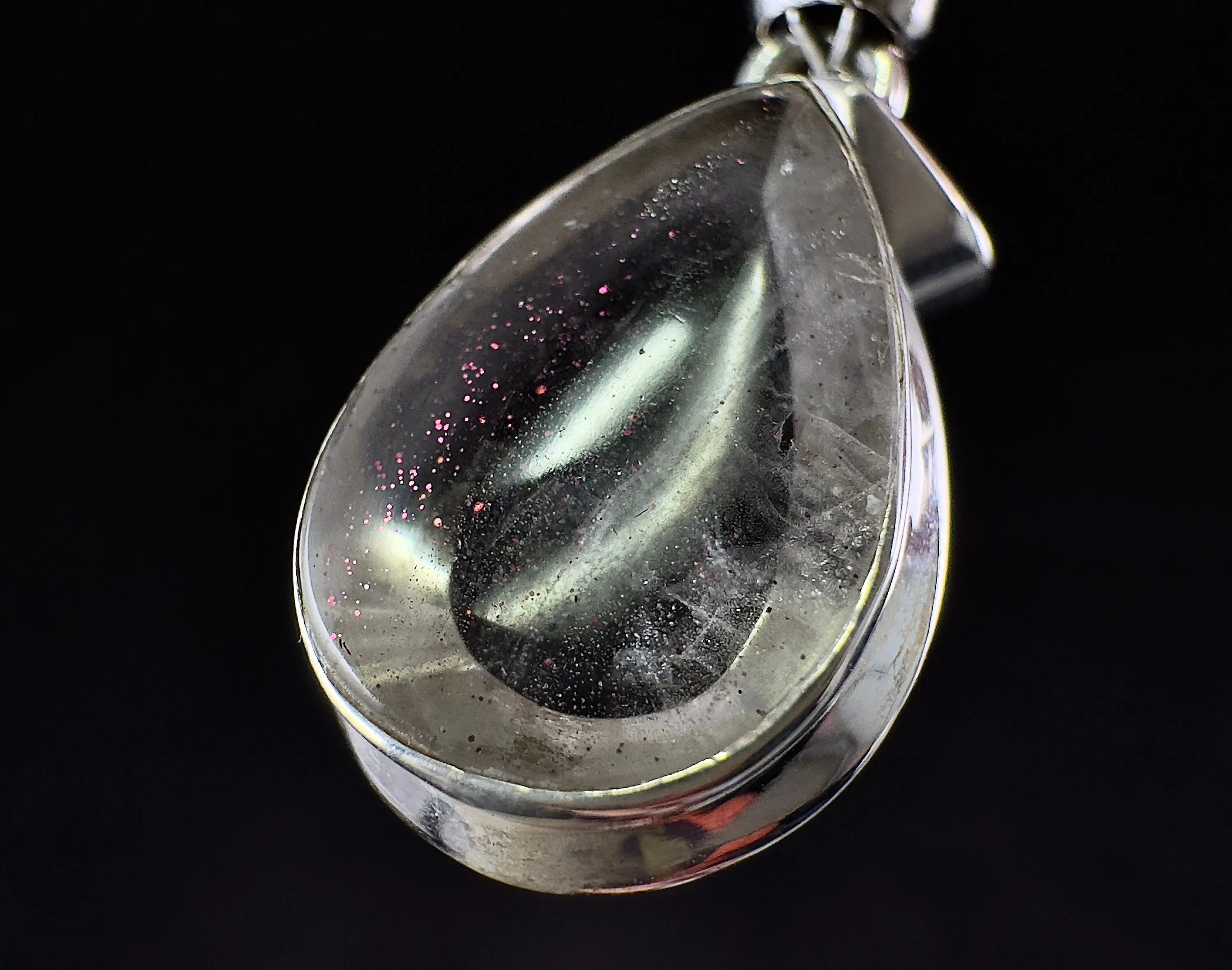 COVELLITE Pink Fire Quartz Crystal Pendant - Fine Jewelry, Healing Crystals and Stones, 54298