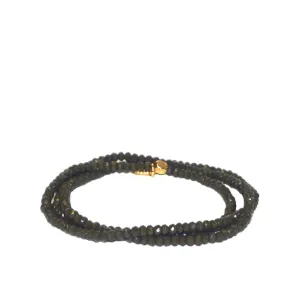 Crystal Beaded Stretch Bracelet - Olive