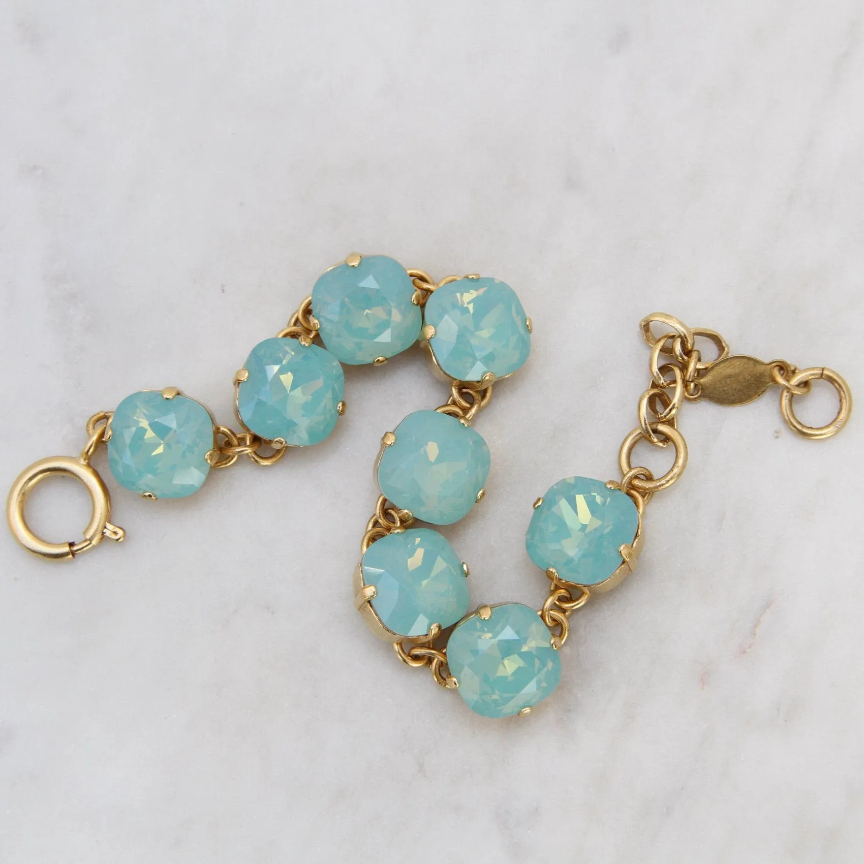 Crystal Link Chain Bracelet - Pacific Opal - Gold Plate