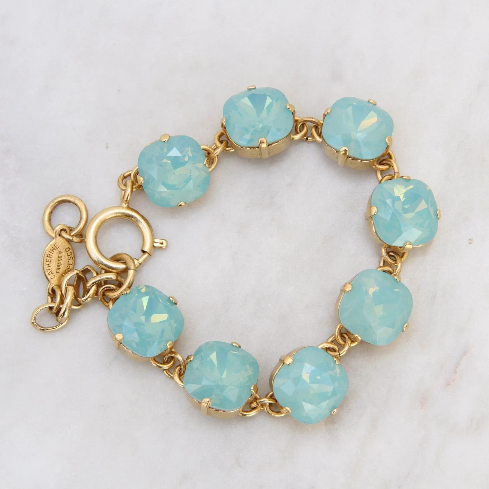 Crystal Link Chain Bracelet - Pacific Opal - Gold Plate