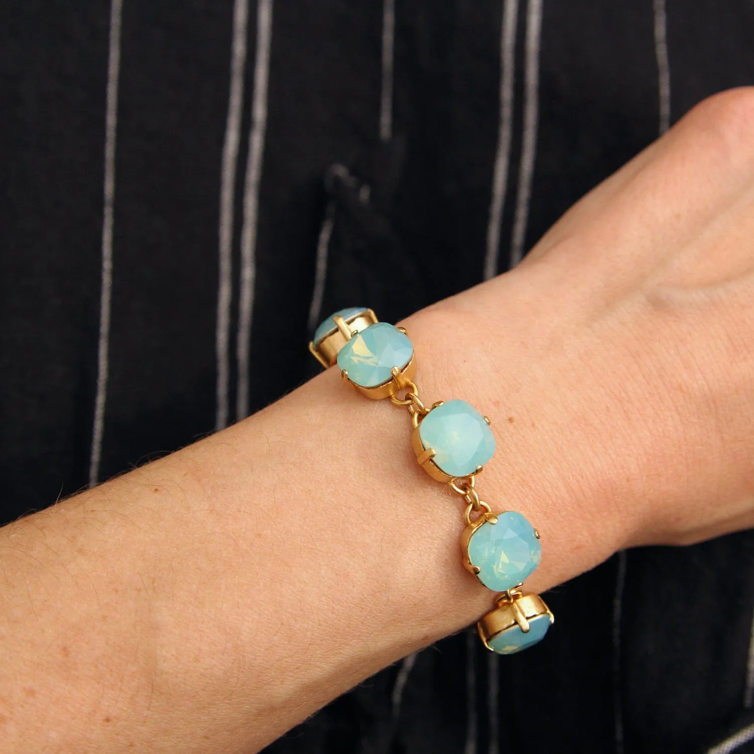 Crystal Link Chain Bracelet - Pacific Opal - Gold Plate