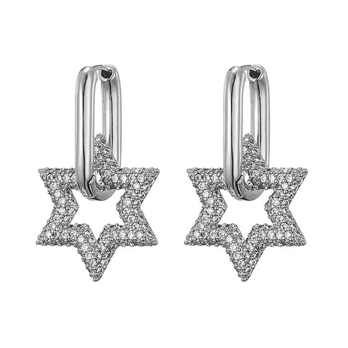 Crystal Star Hoop Earrings