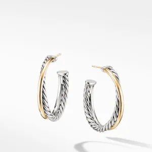 David Yurman Crossover Medium Hoop Earrings with 18K Yellow Gold