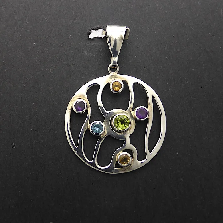 Earring Pendant Mixed Gemstones, 925 Silver, uc