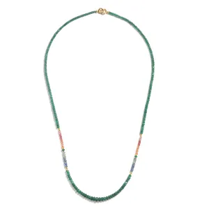 Emerald, Aquamarine, and Sapphire Necklace with Gold