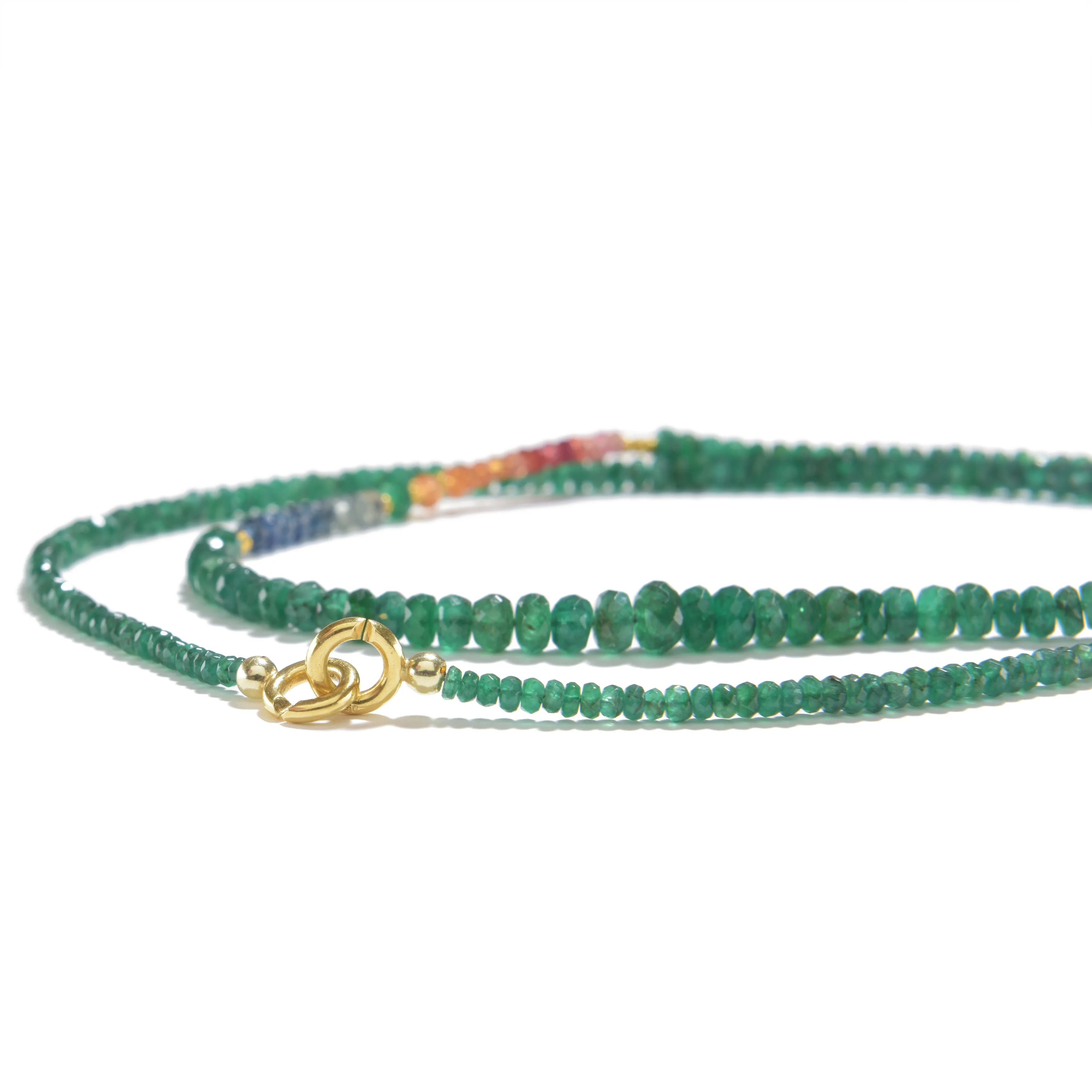 Emerald, Aquamarine, and Sapphire Necklace with Gold