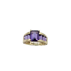 Emerald Cut Amethyst Gemstone Ring