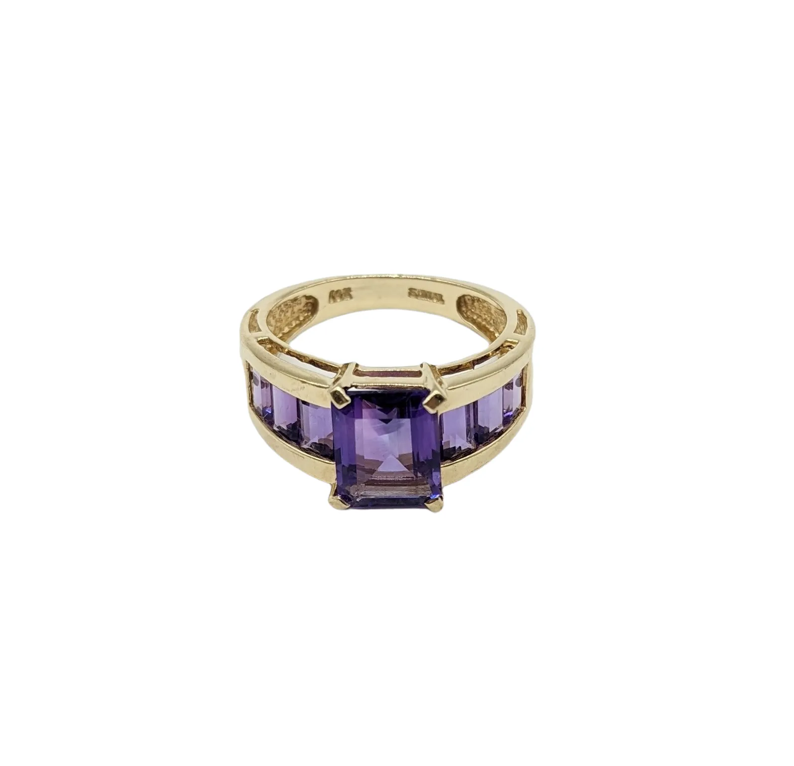 Emerald Cut Amethyst Gemstone Ring