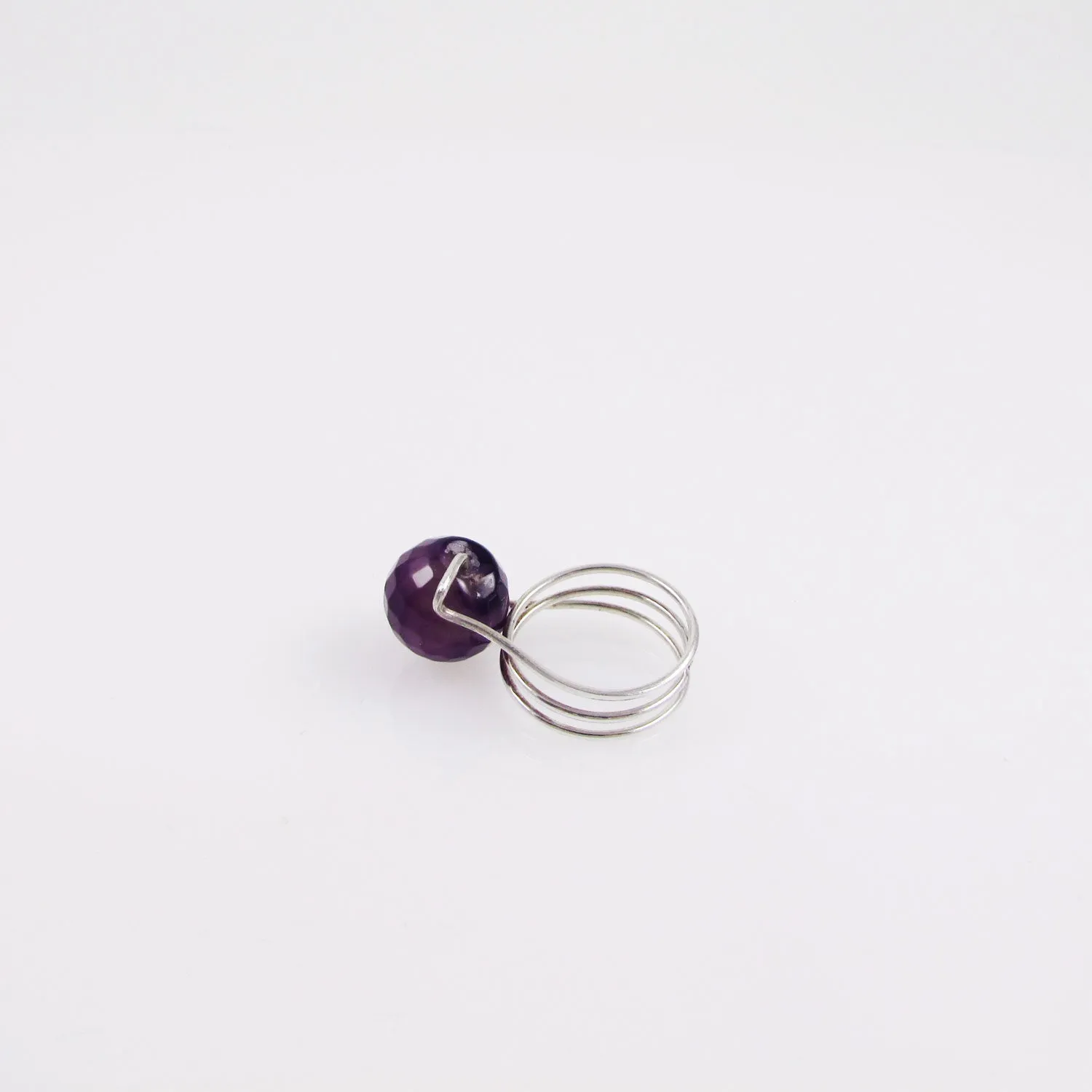 Faceted Amethyst Curly Ring