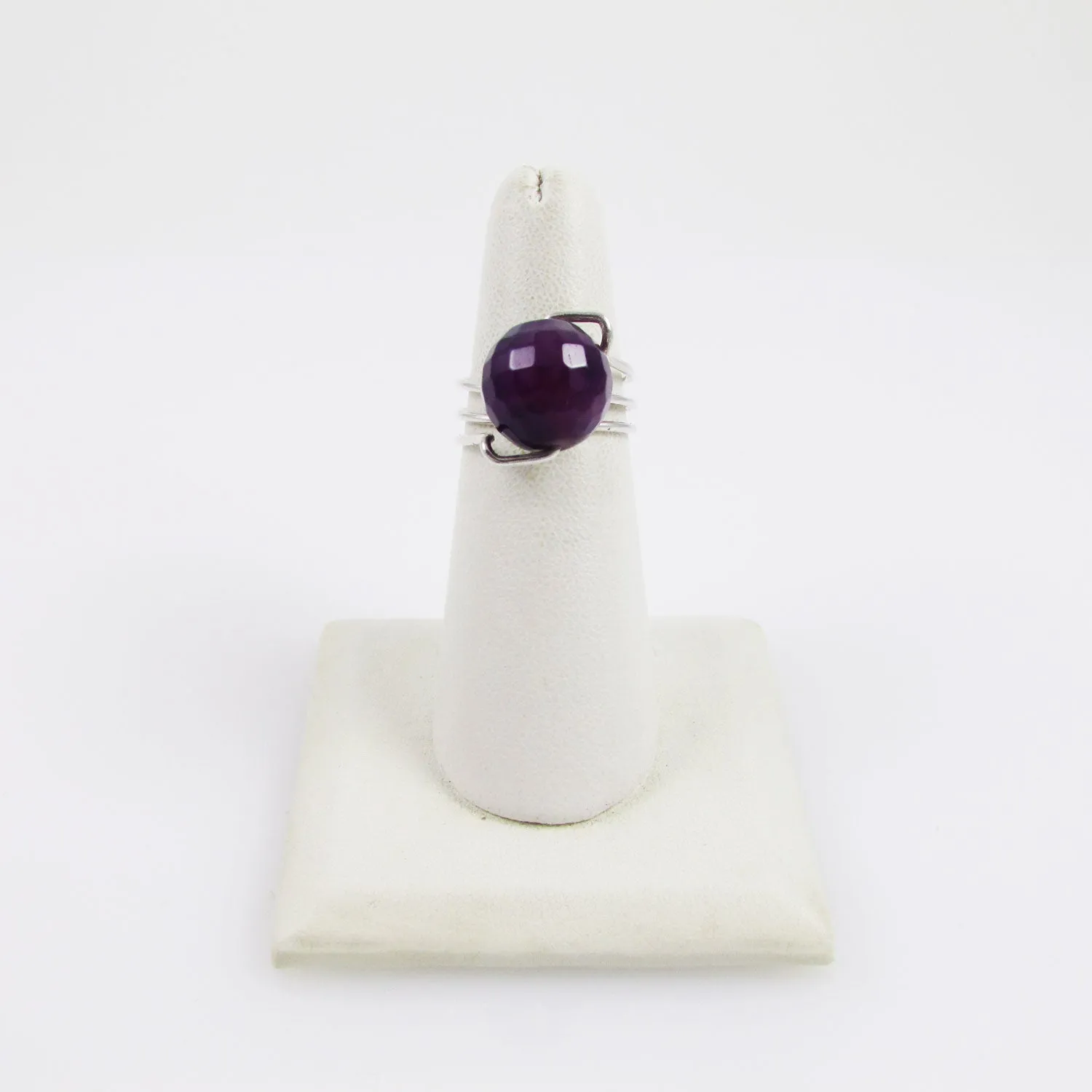 Faceted Amethyst Curly Ring