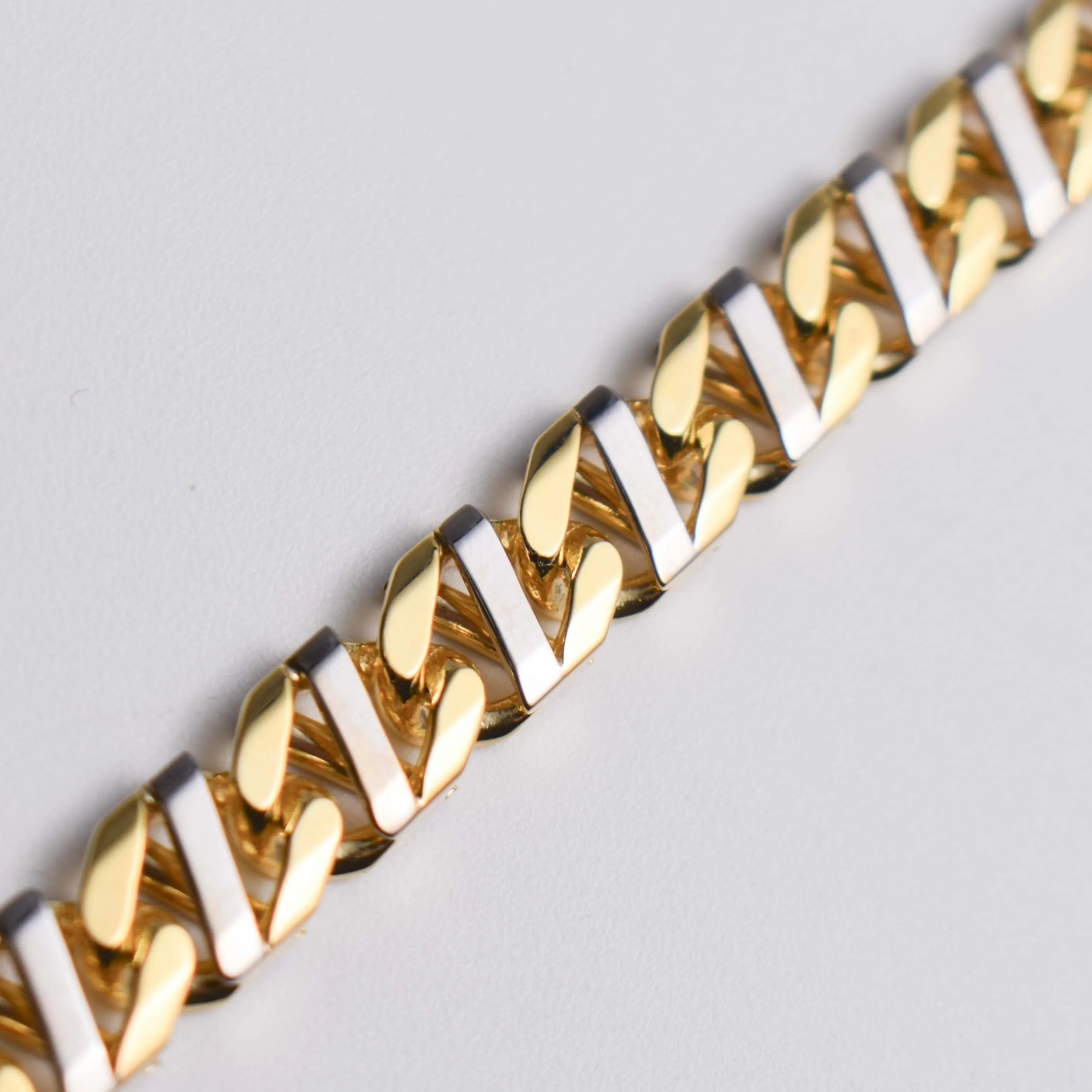 Fancy Mariner Link Chain Bracelet 14K Yellow White Gold