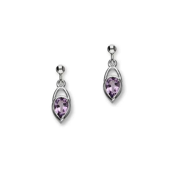 Flourish Silver Earrings CE399 Amethyst